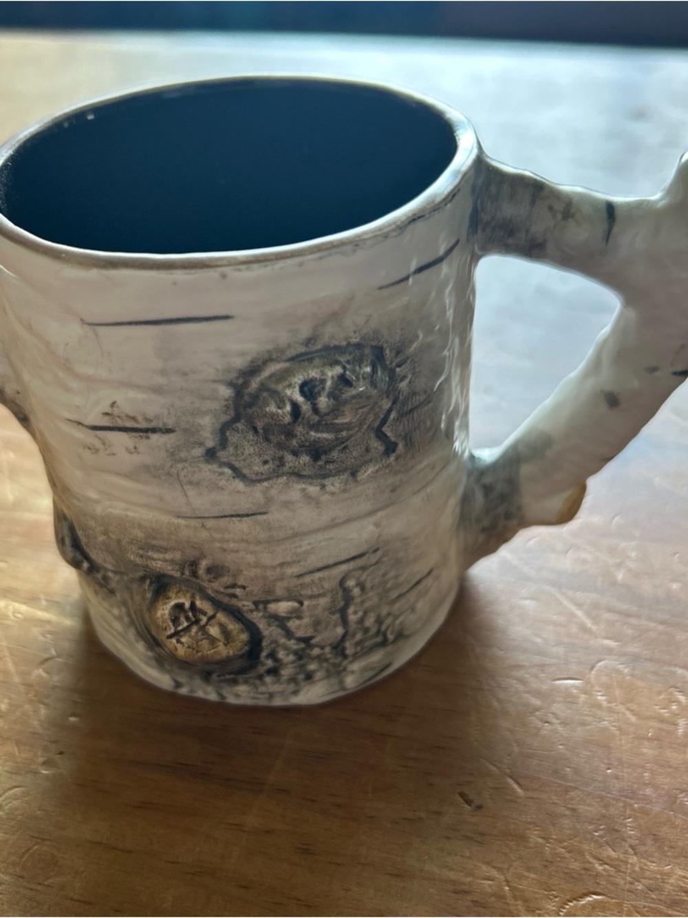 Department 56 Birch Bark Ceramic Coffee Mug in White and Black